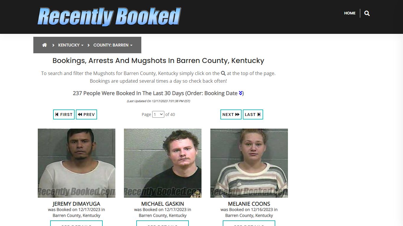 Recent bookings, Arrests, Mugshots in Barren County, Kentucky